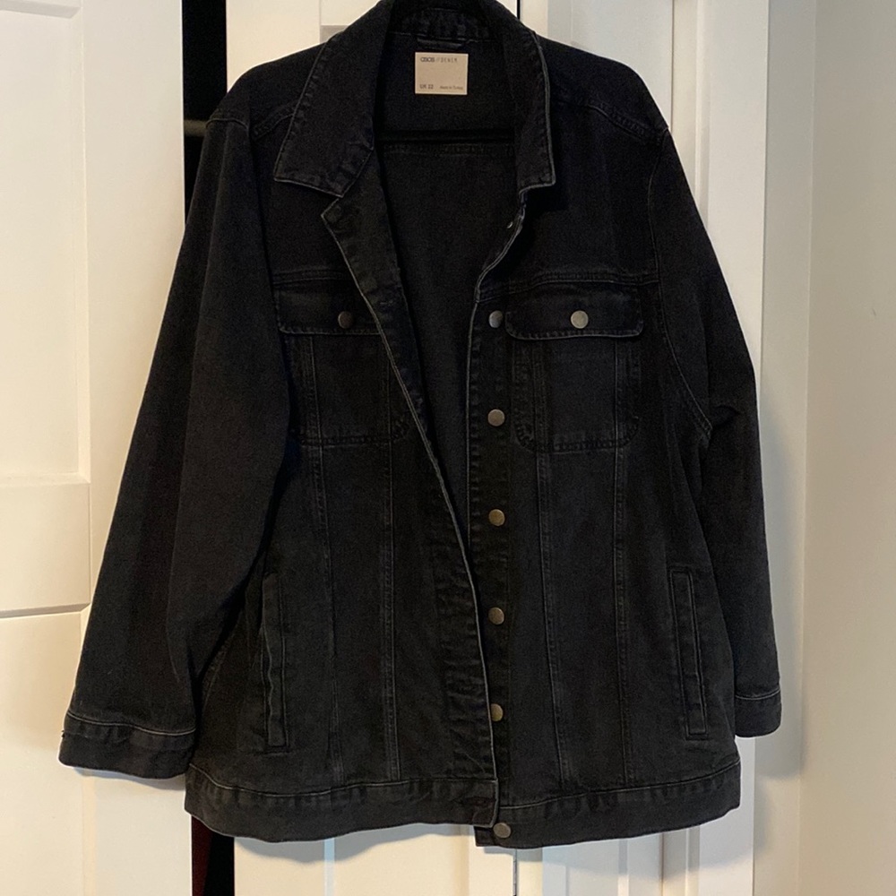 ASOS Black Washed Demin Jacket Size UK 22 (US20)